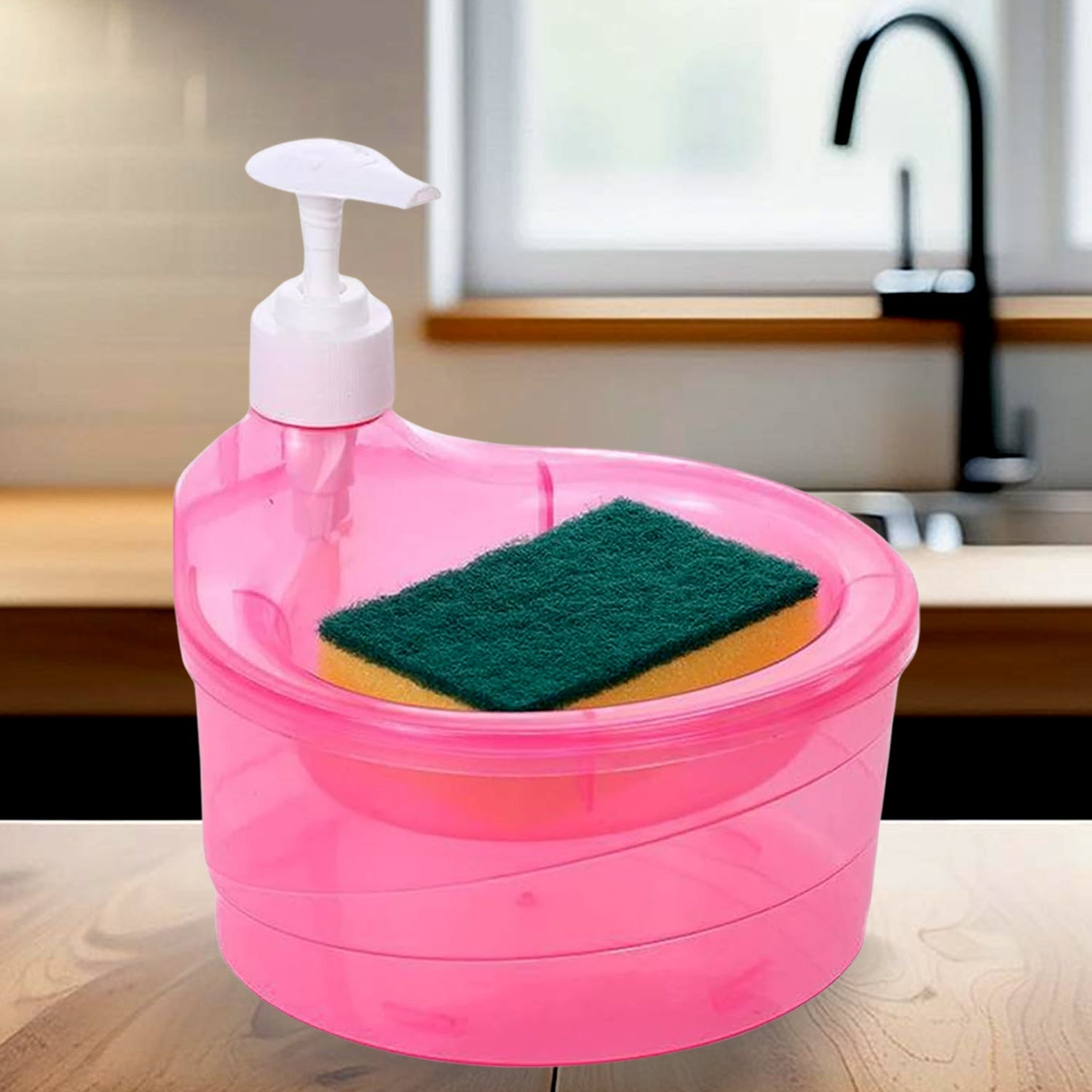 2 in 1 Double Layer Liquid Soap Dispenser with Pump and Sponge