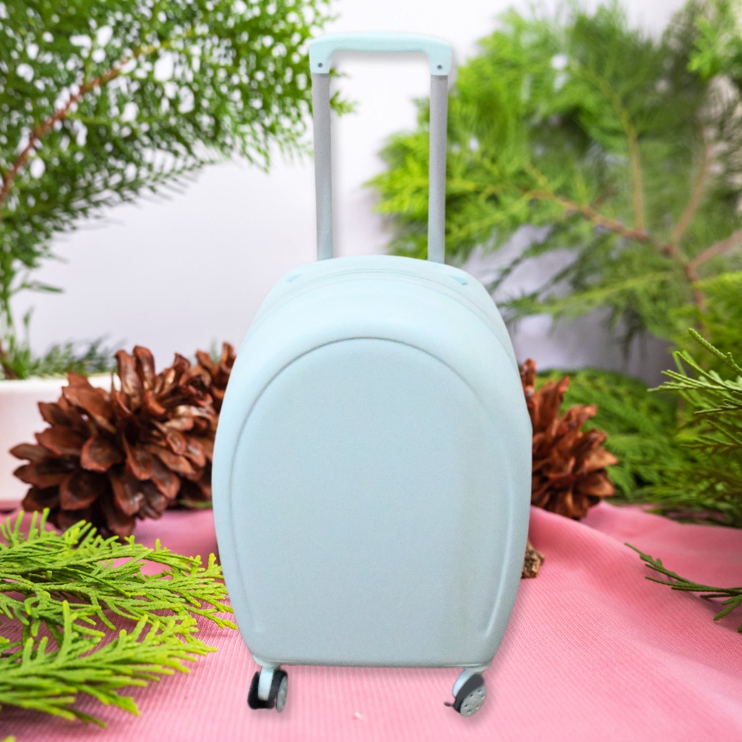 17849 Suitcase For Kids, Girls Green Small Cabin Hard Cover Holiday Carry On Trolley with Extendable Handle, Children&