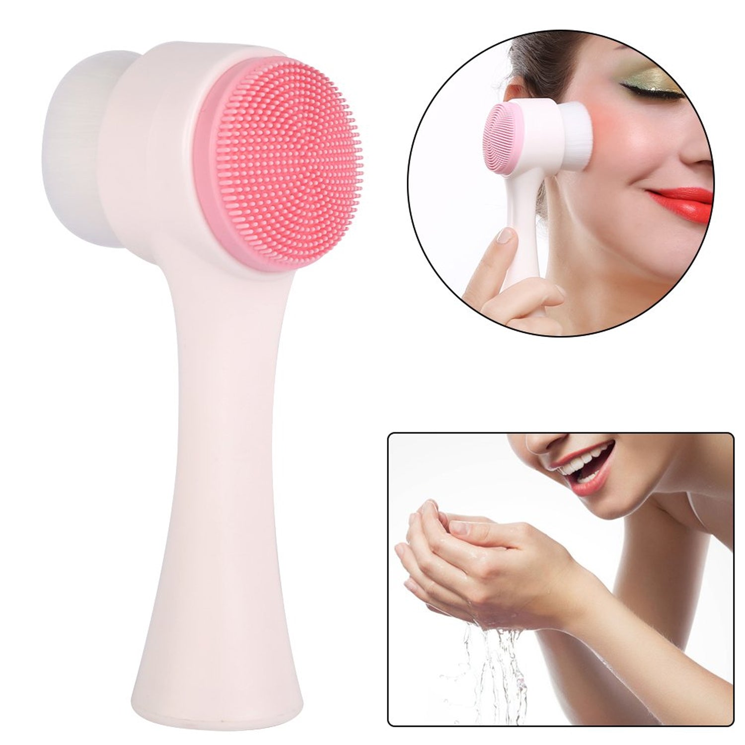 2 in 1 Facial Brush Cleansing Face Scrubber for Sensitive, Delicate, Dry Skin (1 Pc)