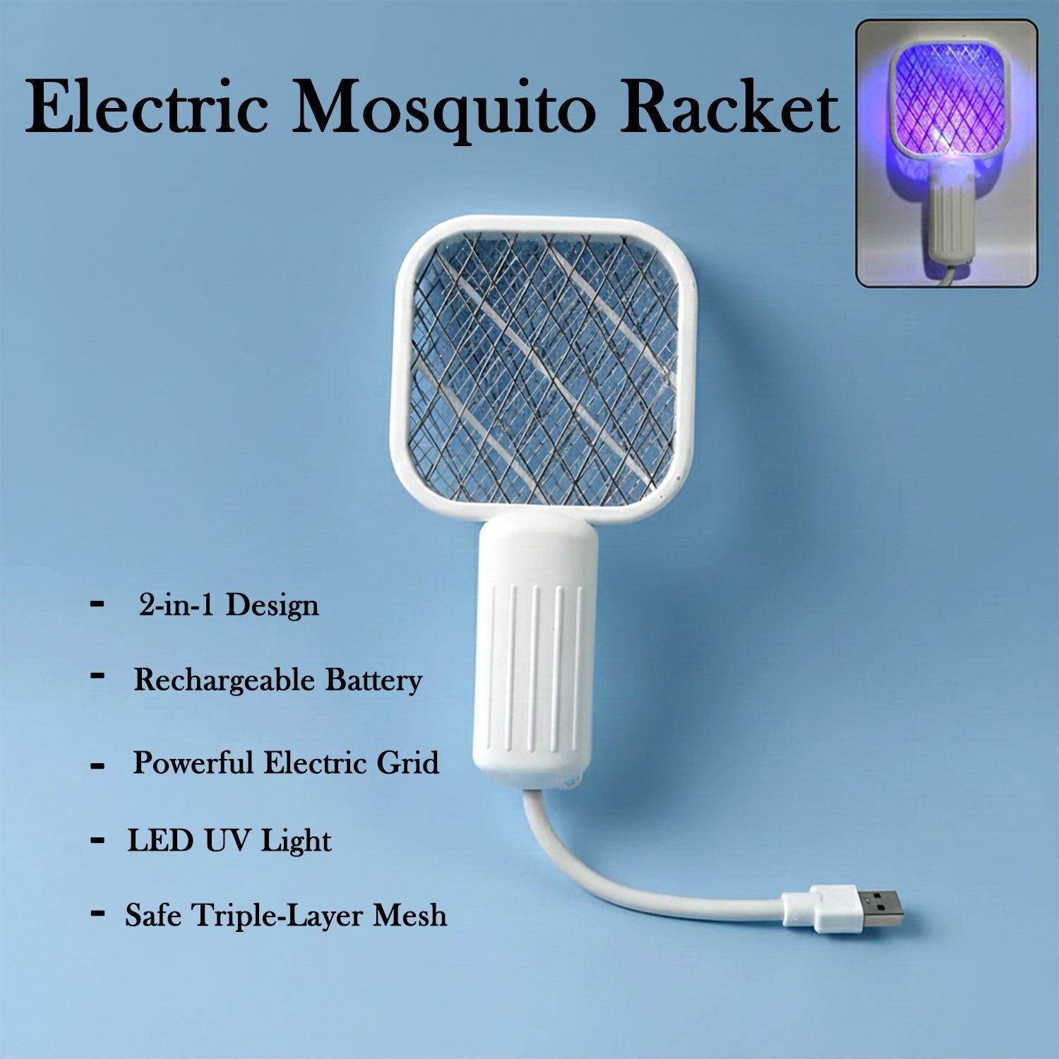 Rechargeable Electric Mosquito Swatter Racket