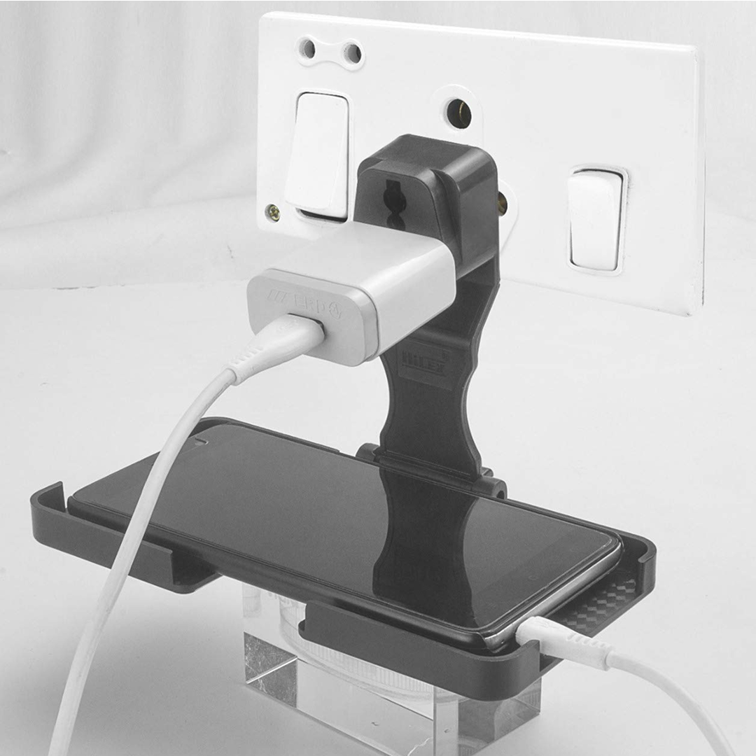 Multi-Purpose Wall Holder Stand for Charging Mobile (Black)