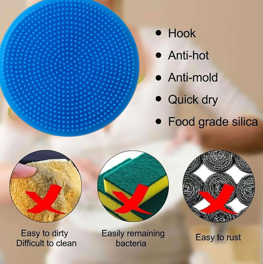 Silicone Dish Scrubber Sponge Mildew Free, Non Stick, Heat Resistant