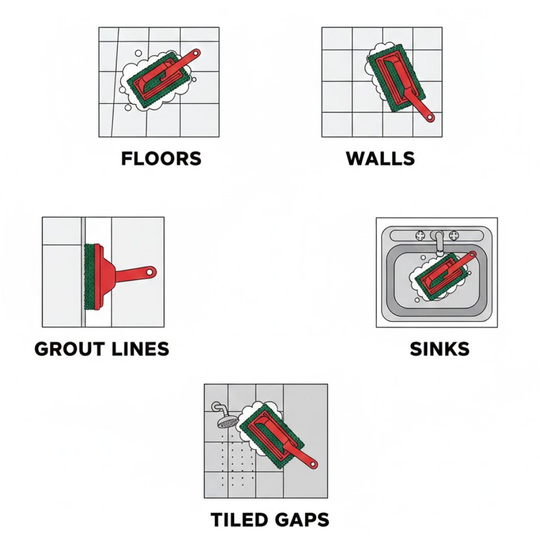 Tile cleaning multipurpose scrubber Brush with handle