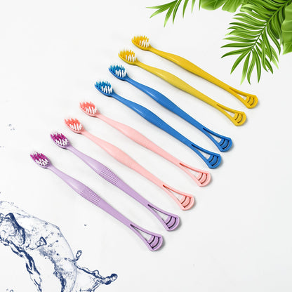 2-in-1 Tooth Brush Tongue Scraper, Soft Bristle &amp; Long Handle (8Pcs) Soft Toothbrush