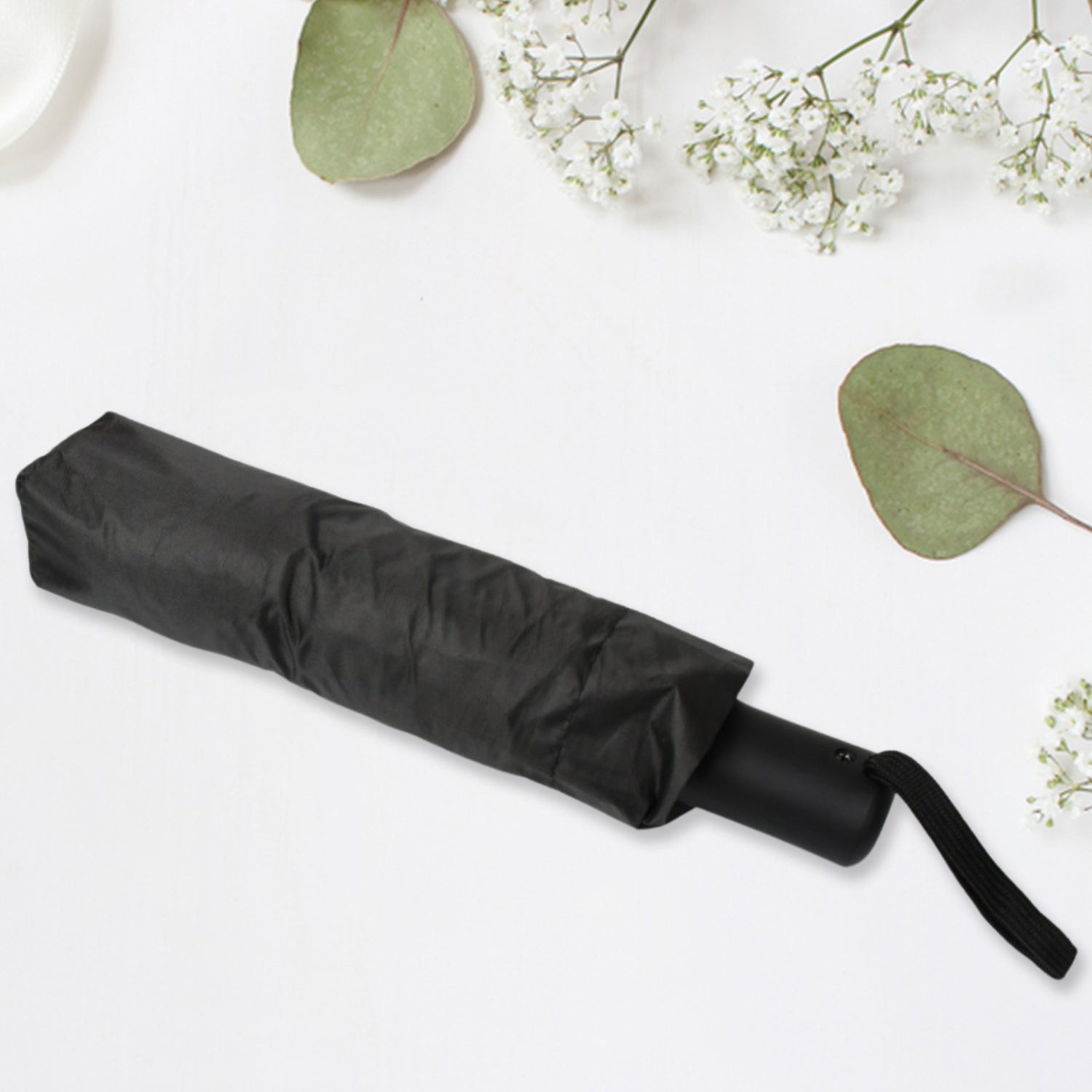 2 Fold Manual Umbrella – Wind, Sun &amp; Rainproof with Steel Shaft &amp; Wrist Strap