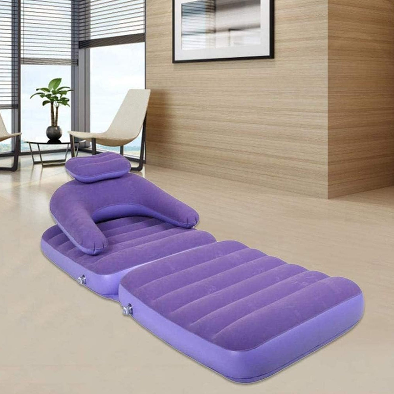 2-in-1 Air Mattress &amp; Lounger – Portable Inflatable Sofa with Hand Pump