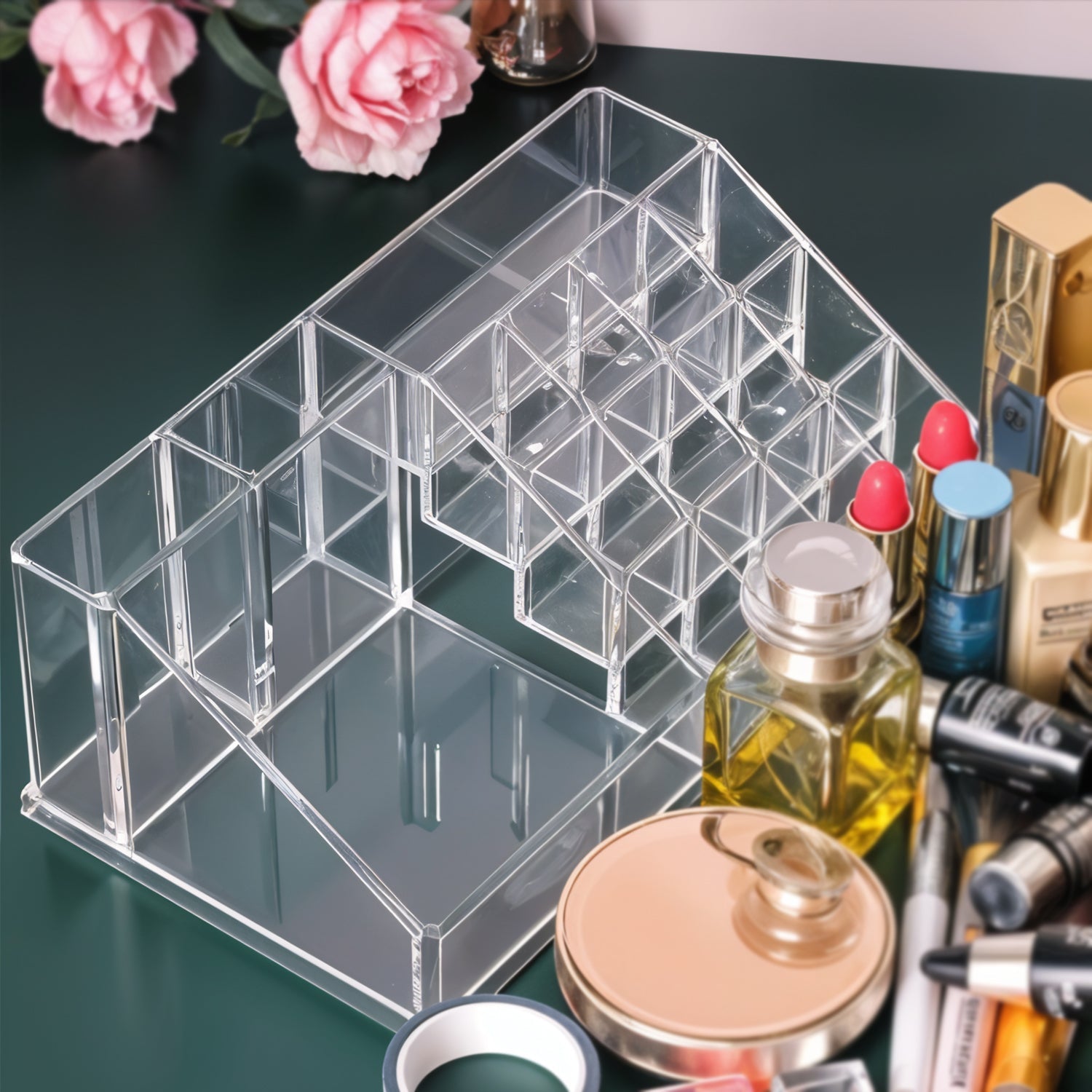 16 Compartment Cosmetic Makeup Jewellery Lipstick Storage Organiser Box