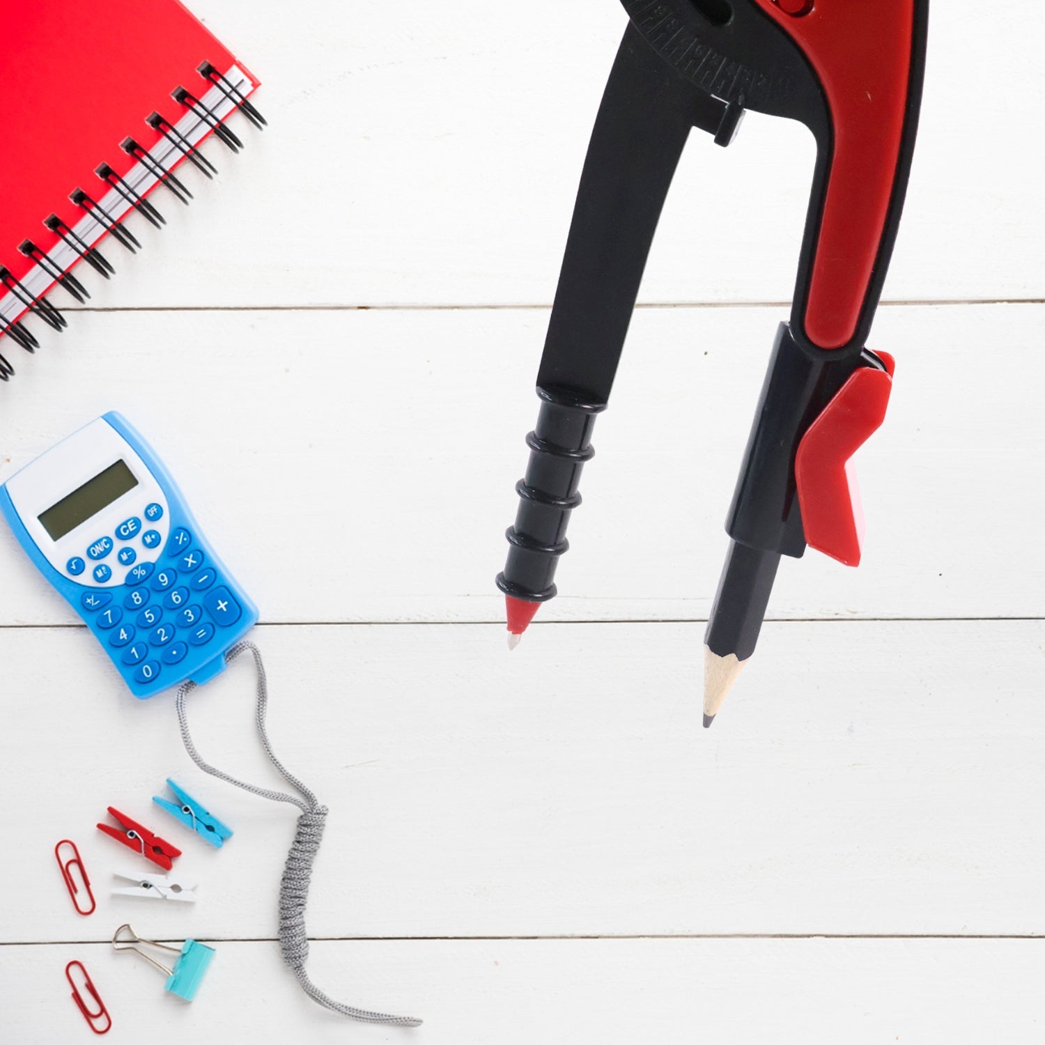 2 Pc Geometry Set – Built-in Pencil Grip &amp; Transparent Plastic Protractor