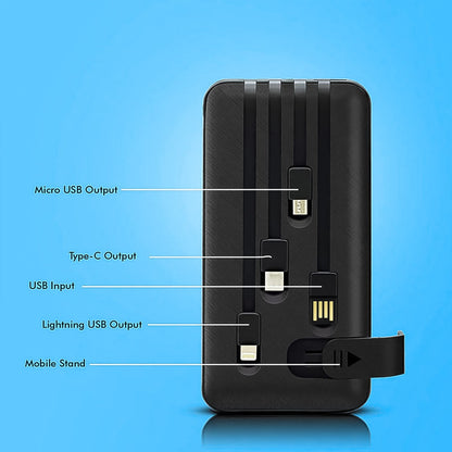 10000mAh 12W Fast Charging Power Bank with 4-in-1 USB &amp; Mobile Holder (1 Pc)