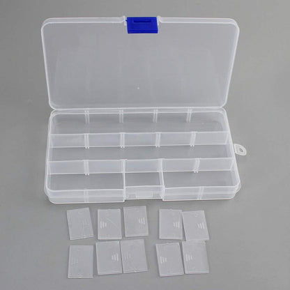 15-Grid Clear Plastic Jewelry Organizer Box with Dividers (1 Pc)