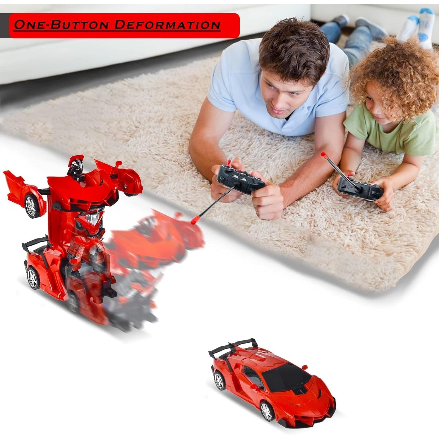 2 In 1 Automatic Robot Converted Remote Control Car With Light (1 Pc)