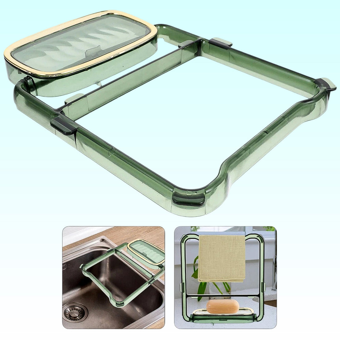 2-in-1 Self-Adhesive Towel Hanger &amp; Soap Holder Stand (1 Pc)