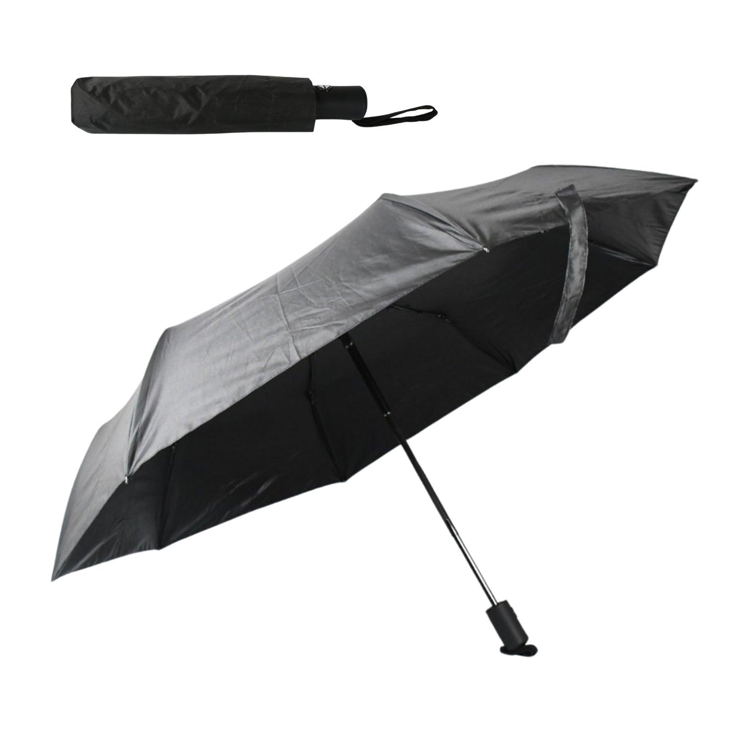 2 Fold Manual Umbrella – Wind, Sun &amp; Rainproof with Steel Shaft &amp; Wrist Strap