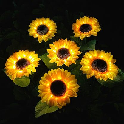 2 Pc Outdoor Solar Sunflower Lights – Waterproof Garden Landscape Stake Light
