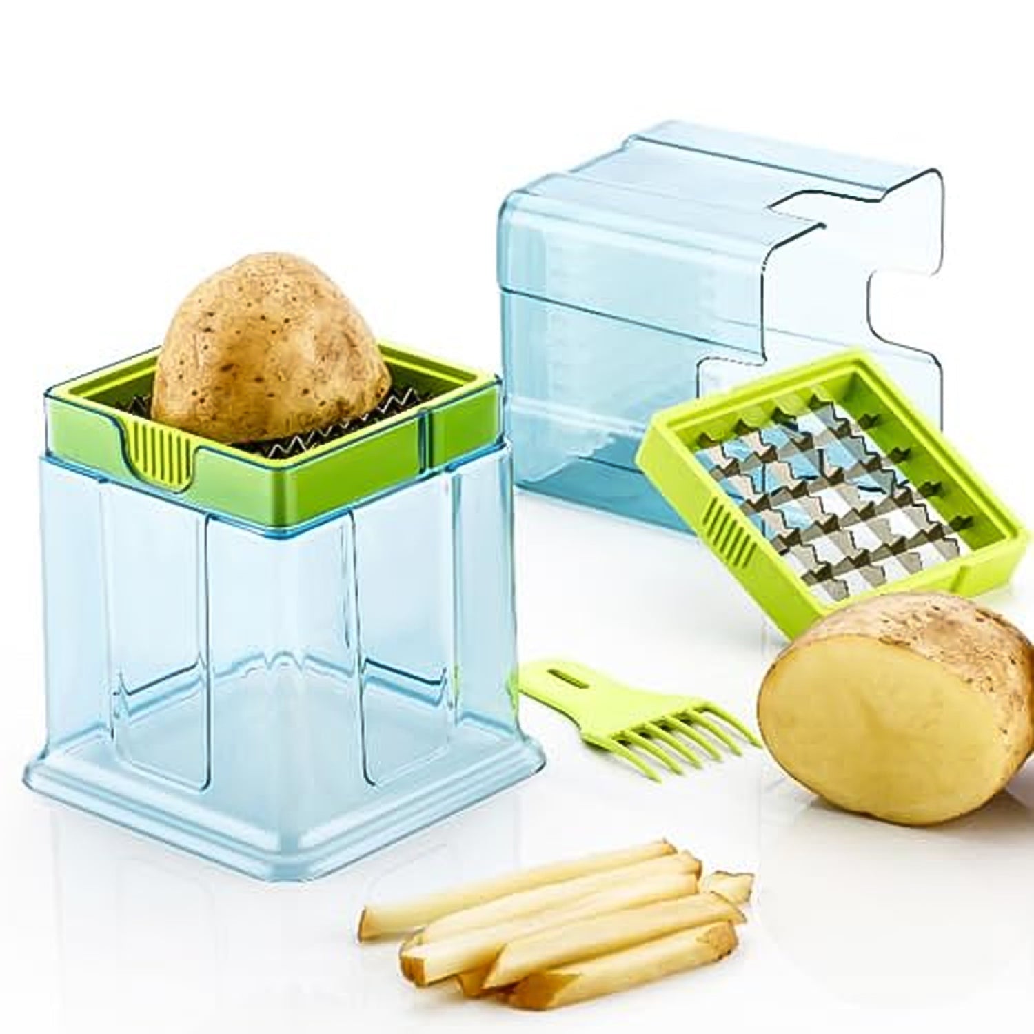 2-in-1 Potato Chipper &amp; Slicer – French Fries Maker with Two-Blade Cutter (1 Pc)