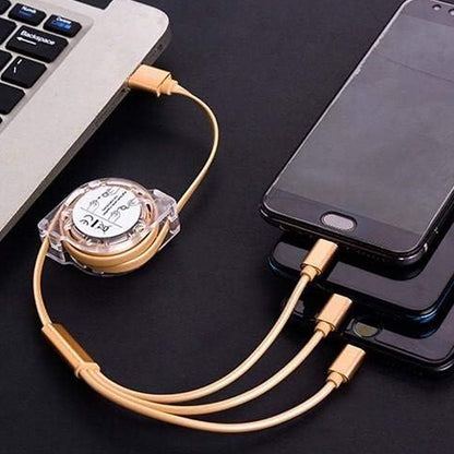Retractable 3-in-1 Charger Cable for Phones &amp; Android (1 Pc, Multi-USB)