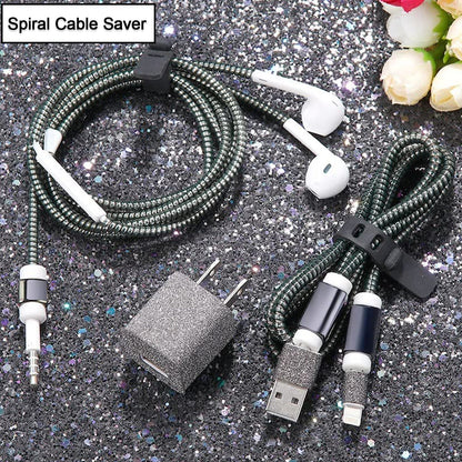Metallic Cable Protector for Cords &amp; Headphones (Spiral Wrap)
