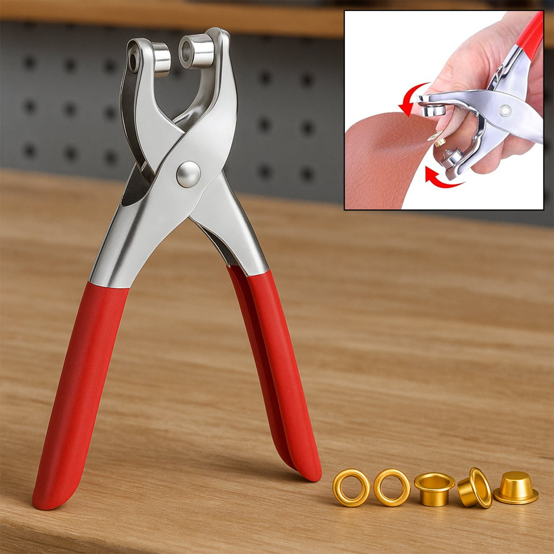 Grommet Setting Tool with 25 PCS Gold Eyelets Grommets Steel Hole Punch