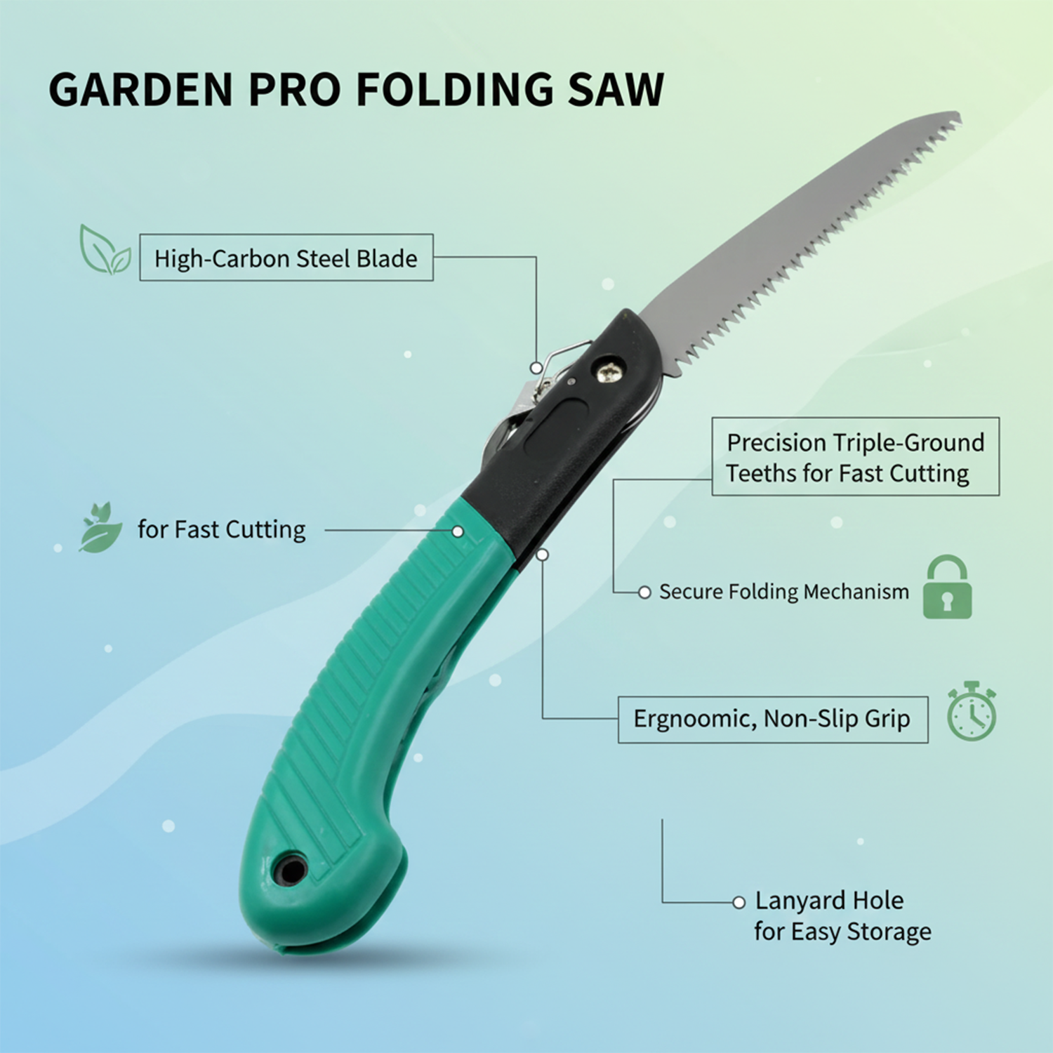 Folding Handsaw – Pruning Saw for Tree Trimming, Gardening &amp; Wood Cutting