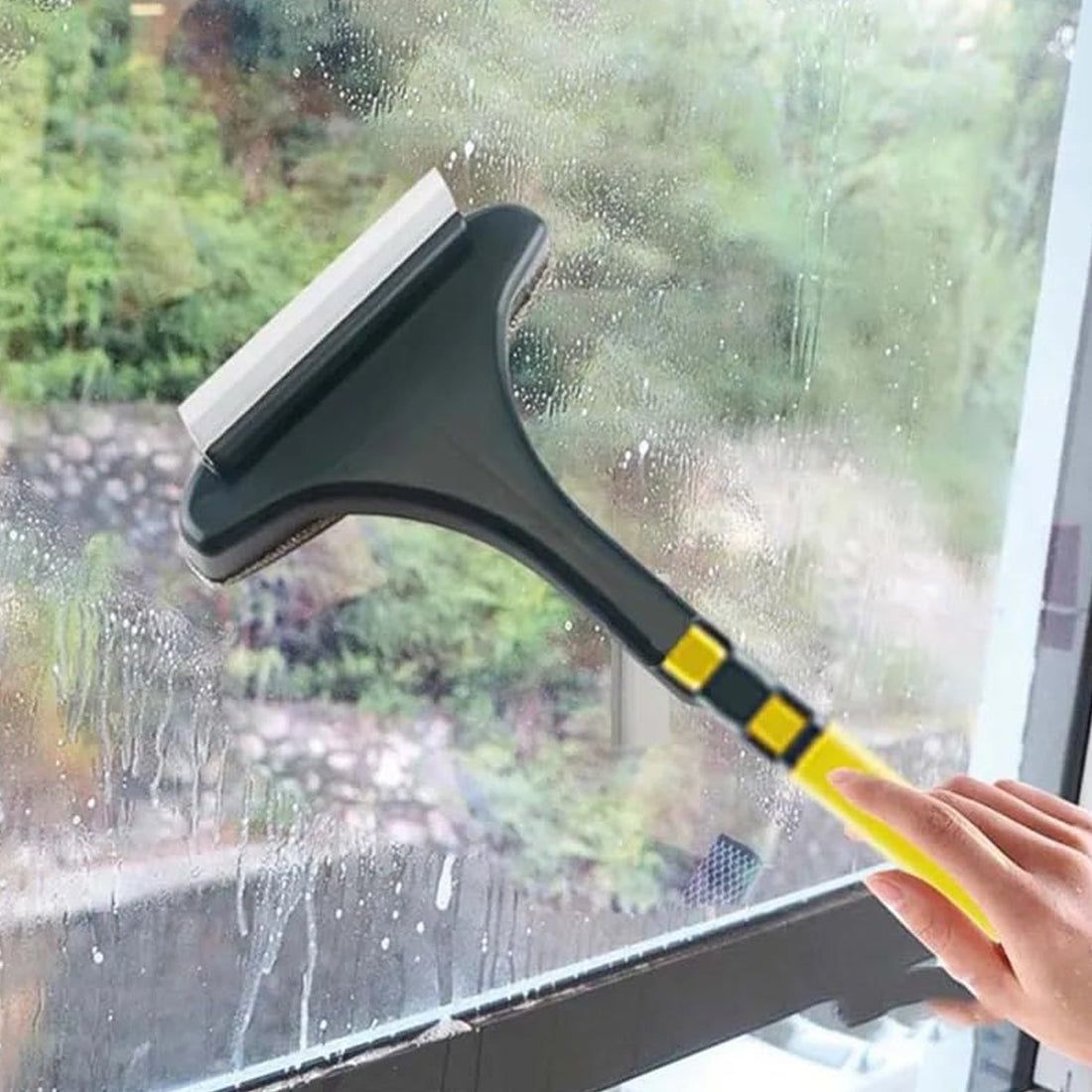2-in-1 Mesh Cleaning Brush &amp; Wiper with Extended Handle – Window Cleaner (1 Pc)