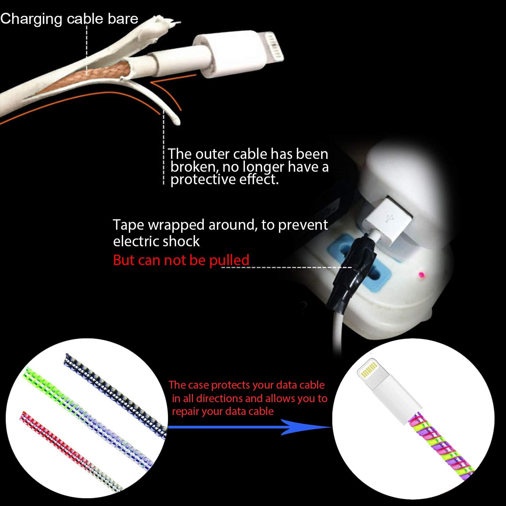 Metallic Cable Protector for Cords &amp; Headphones (Spiral Wrap)