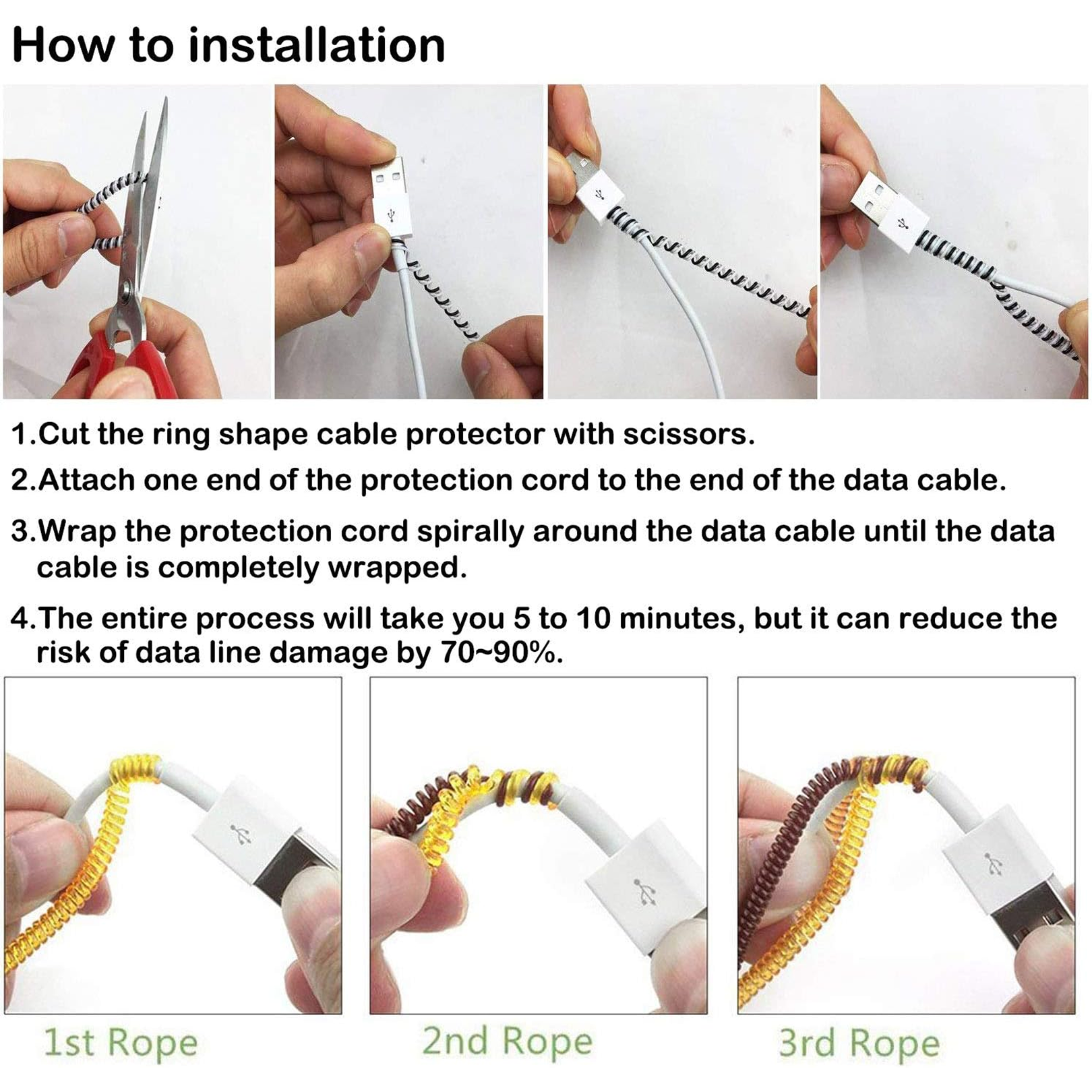 Metallic Cable Protector for Cords &amp; Headphones (Spiral Wrap)