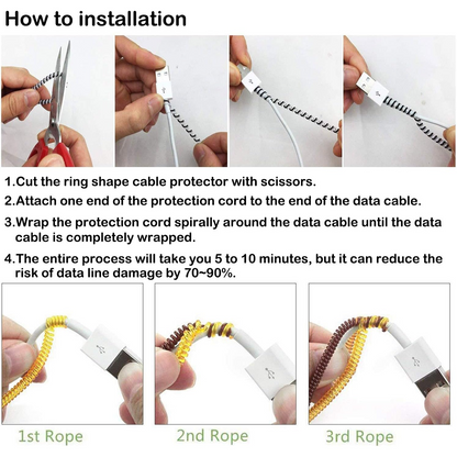 Metallic Cable Protector for Cords &amp; Headphones (Spiral Wrap)