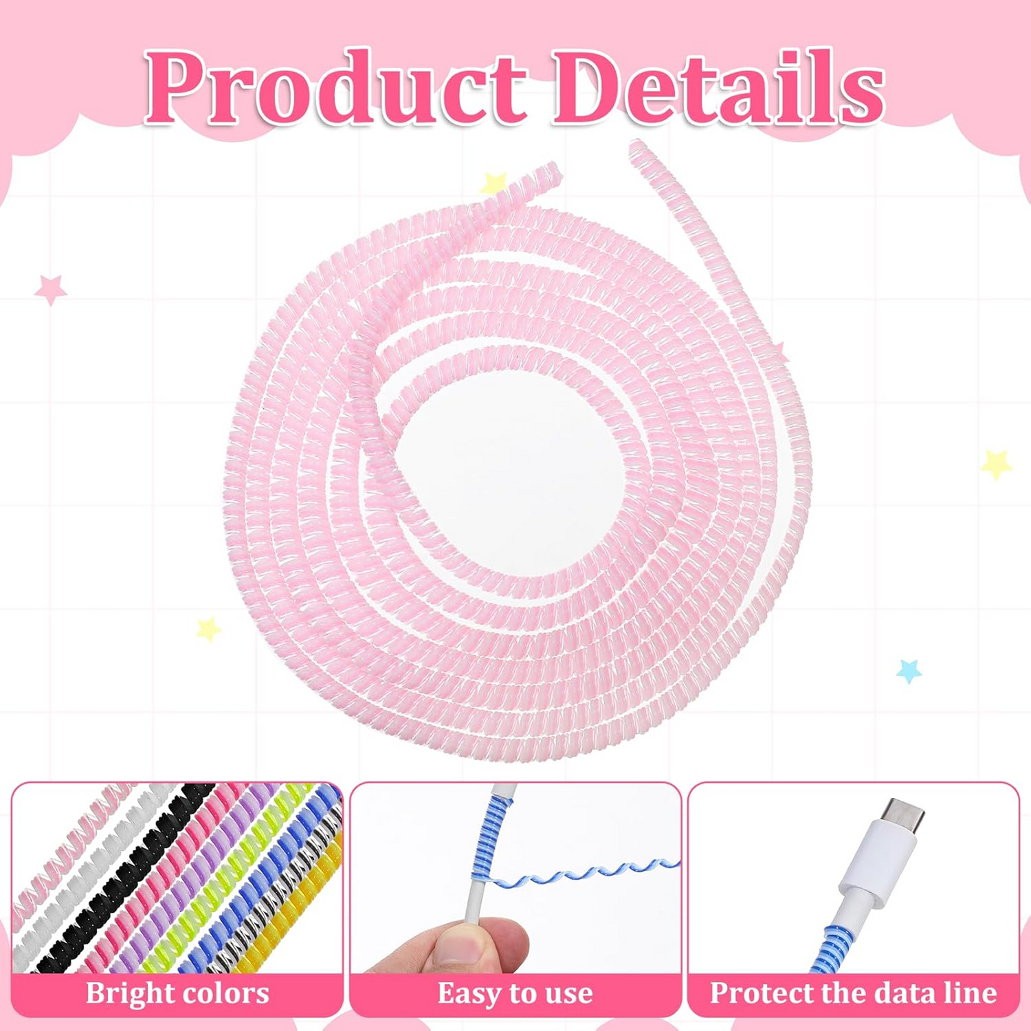 Metallic Cable Protector for Cords &amp; Headphones (Spiral Wrap)