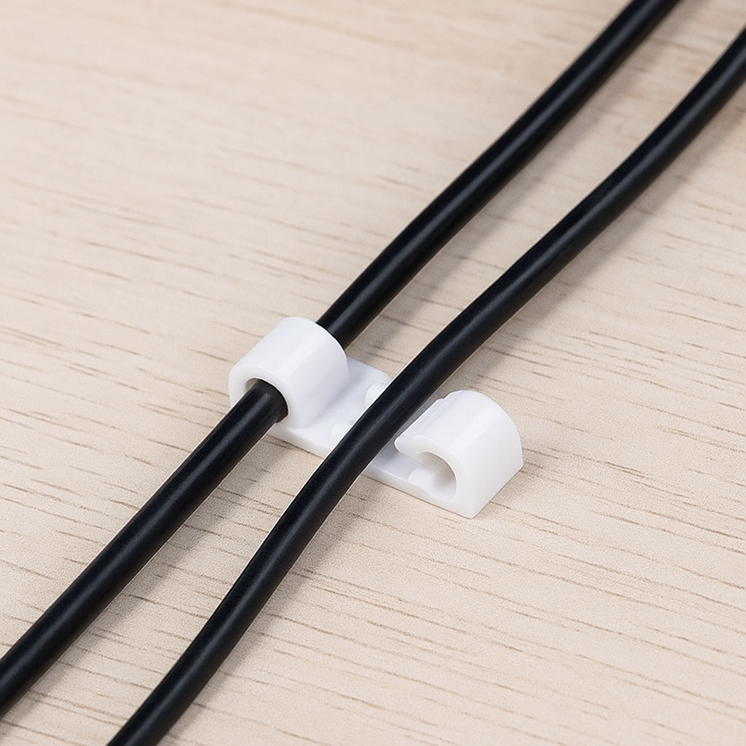 Self-Adhesive Cable Clips – Round Plastic Wire Holder for Cord Management (Pack of 20)