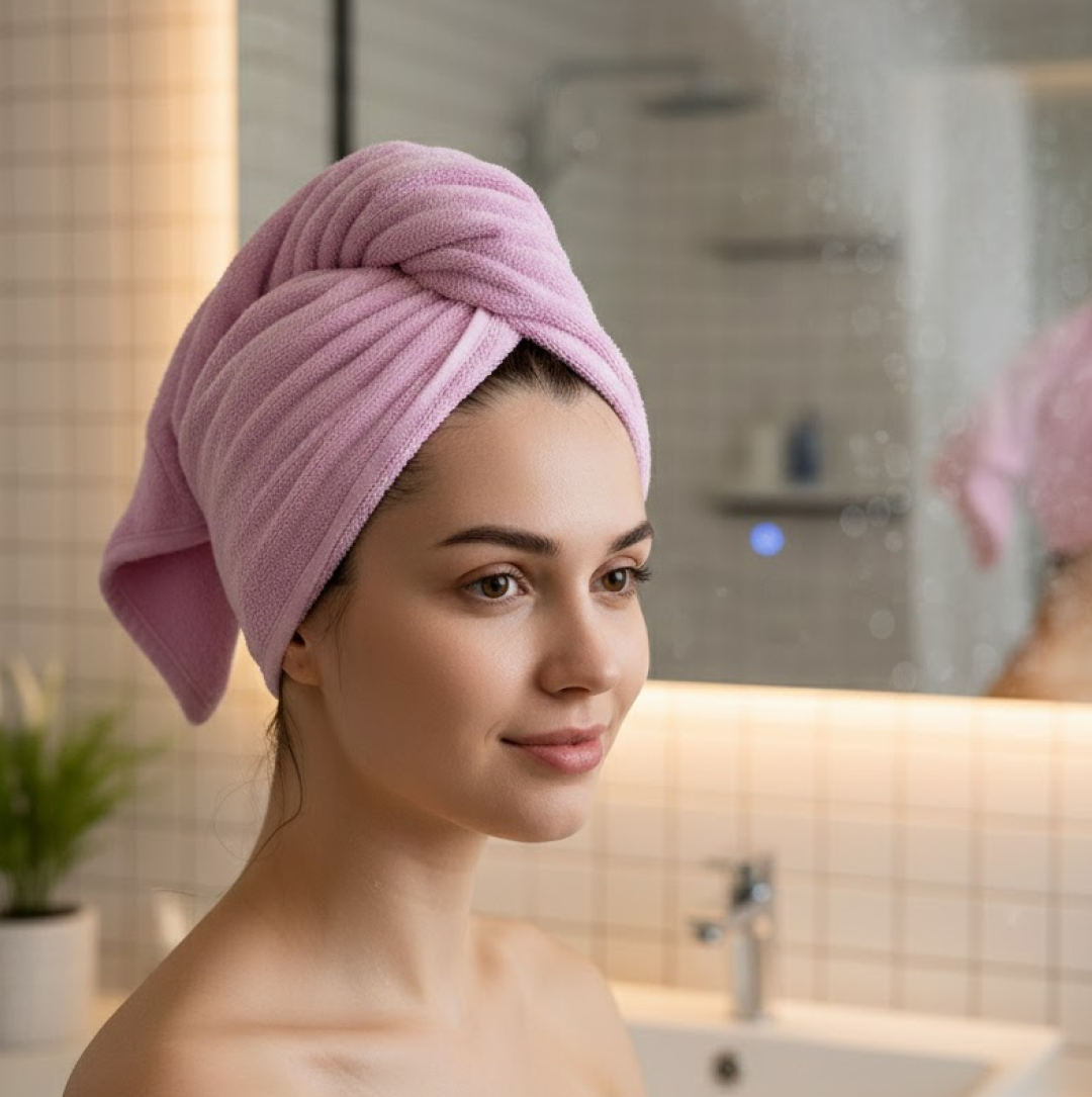 Quick Turban Hair-Drying Absorbent Microfiber Towel (1 Pc / Mix Design)