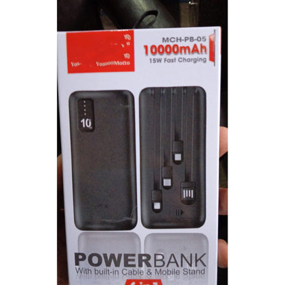 10000mAh 12W Fast Charging Power Bank with 4-in-1 USB &amp; Mobile Holder (1 Pc)