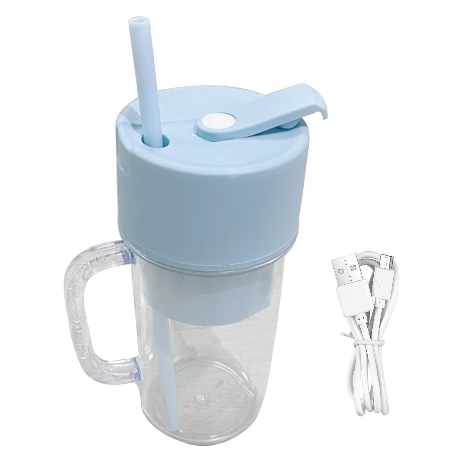 2 In1 Portable Crusher Juicer With Handle &amp; Straw for Smoothie Sipper USB Rechargeable (340 ml) 6 Stainless Steel Blades Compact Juicer Mixer, Juicer Portable Fresh Juice Blender Portable Electric Juicer ( 340 ML )