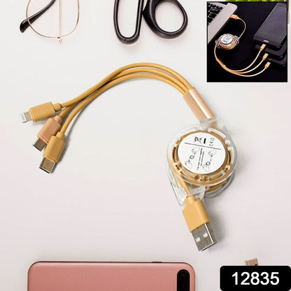 Retractable 3-in-1 Charger Cable for Phones &amp; Android (1 Pc, Multi-USB)