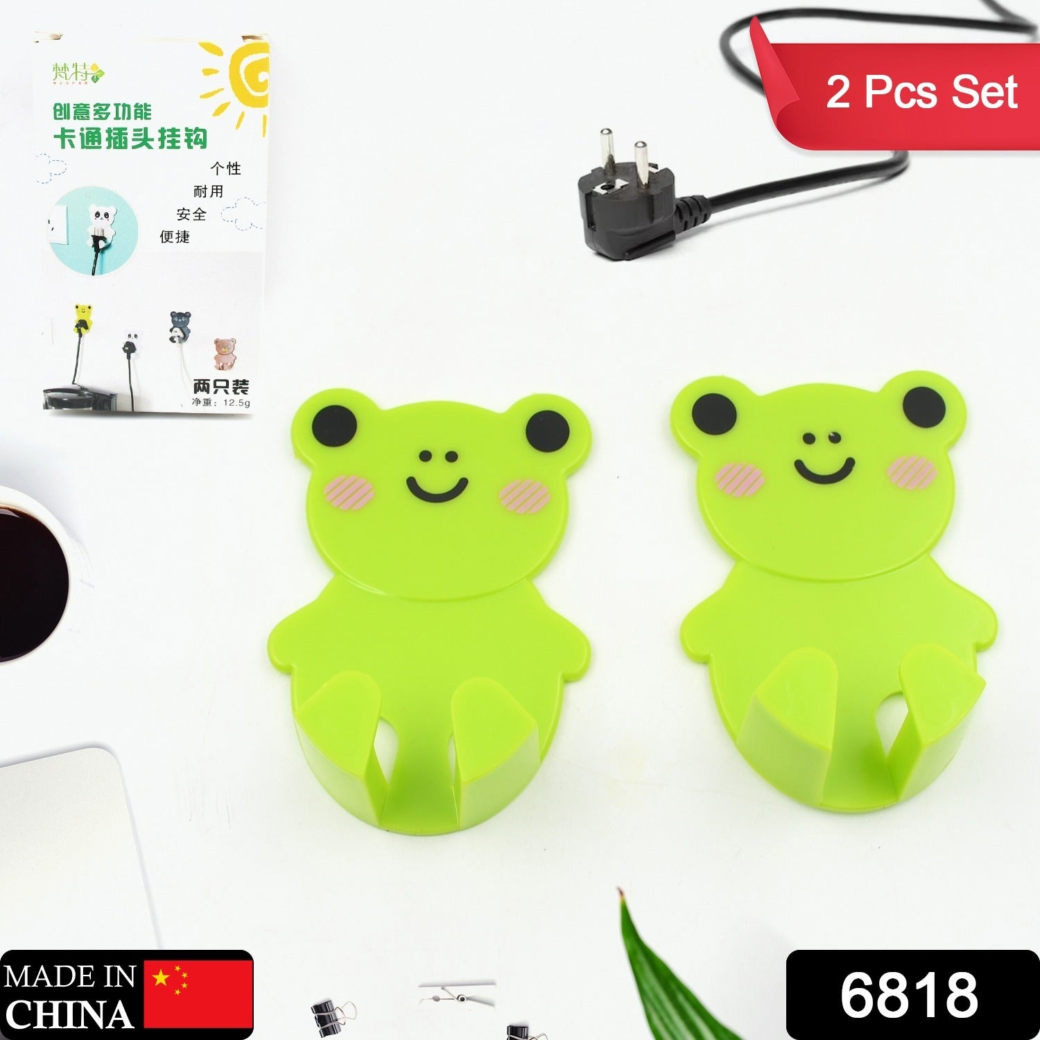 Plastic Adhesive Cable &amp; Socket Holder – 2-Piece Set for Office, Home &amp; Restaurant